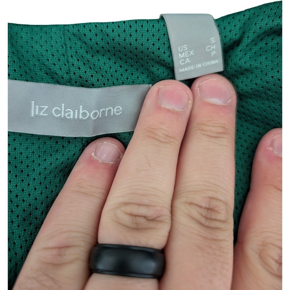 Liz Claiborne Windbreaker Womens Small Green Hooded Full Zip Mesh Lined Jacket - Picture 16 of 16